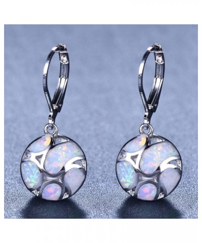 Earrings for Women Mom Fashion Women Faux Opal Round Soccer Dangle Leverback Earrings Jewelry Gift Statement Jewelry Blue $3....