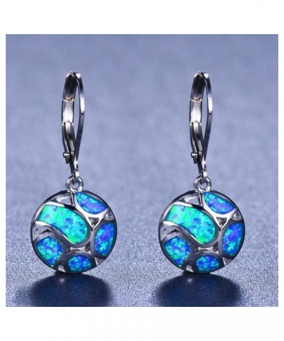 Earrings for Women Mom Fashion Women Faux Opal Round Soccer Dangle Leverback Earrings Jewelry Gift Statement Jewelry Blue $3....