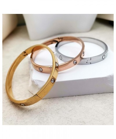 14K Gold Plated Love Bangle Bracelet with Cubic Zirconia Stones Stainless Steel Bracelet Love Friendship Bracelet for Women G...