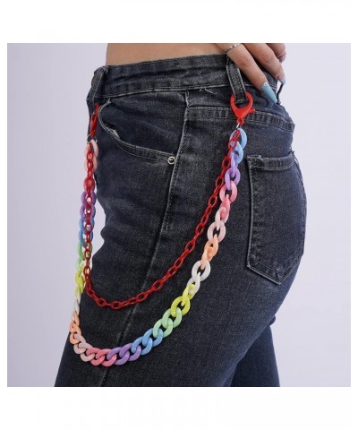 Punk Rainbow Layered Pants Jeans Chain Colorful Acrylic Pants Chain Goth Layered for Men Link Wallet Chain Trousers Chain Wai...