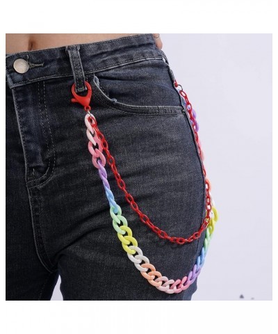 Punk Rainbow Layered Pants Jeans Chain Colorful Acrylic Pants Chain Goth Layered for Men Link Wallet Chain Trousers Chain Wai...