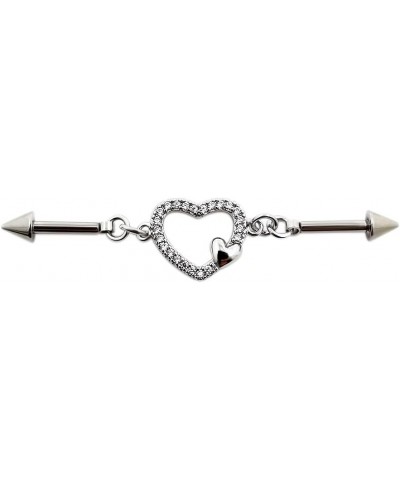 Heart Industril Piercing Jewelry Punk Chain Stainless Steel 14G Industril Barbell 1PC $9.34 Body Jewelry