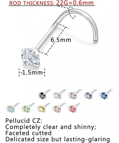 18G 20G 22G Surgical Steel Cubic Zirconia Nose Rings Studs for Women Men Nose Piercing Jewelry Top Diamond 1.5mm 2mm 22G Scre...