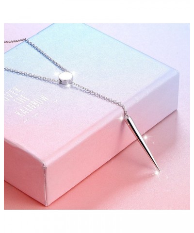 S925 Sterling Silver Multilayer Dot Bar Layered Triple Chain Pendant Necklace for Women White $16.80 Necklaces