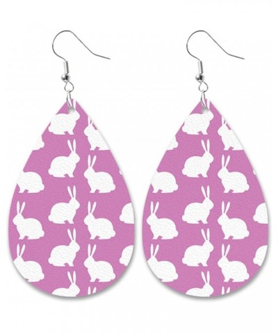 Colorful Easter Rabbit Egg Shape Leather Dangle Earrings for Women Girls Jewelry A $5.30 Earrings