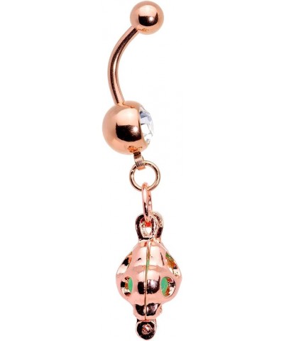 Womens Stainless Steel Navel Ring Piercing Glow in the Dark Paw Print Dangle Belly Button Ring Rose Gold Toned $11.19 Body Je...