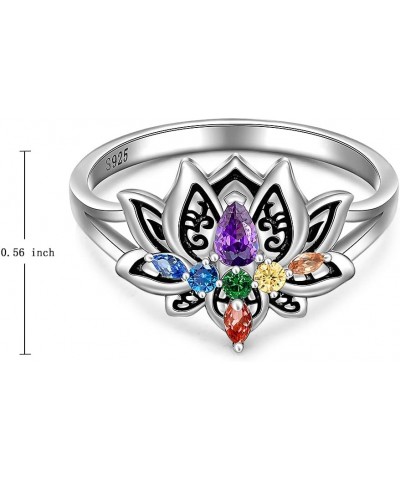 Chakra Ring Chakra Rings for Women Lotus Flower Rings 925 Sterling Silver Spiritual Healing Crystal Yoga Jewelry Gifts $11.20...