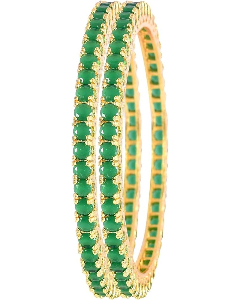 CZ Zirconia Gold Tone Red Green Blue Bollywood Wedding Indian Bangles Jewelry Women Green 2.4 Inches $13.23 Bracelets