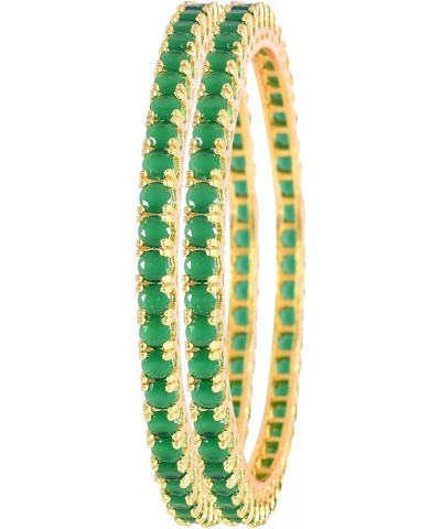 CZ Zirconia Gold Tone Red Green Blue Bollywood Wedding Indian Bangles Jewelry Women Green 2.4 Inches $13.23 Bracelets