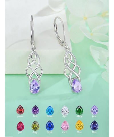 Celtic Knot Dangle Earrings for Women 925 Sterling Silver Twisted Drop Earring Teardrop Birthstone Jewelry 06-alexandrite-Jun...