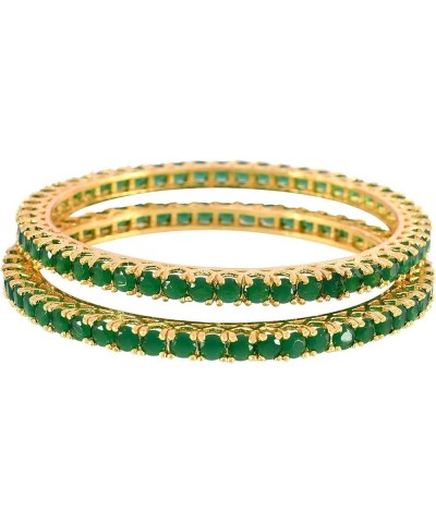 CZ Zirconia Gold Tone Red Green Blue Bollywood Wedding Indian Bangles Jewelry Women Green 2.4 Inches $13.23 Bracelets