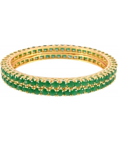 CZ Zirconia Gold Tone Red Green Blue Bollywood Wedding Indian Bangles Jewelry Women Green 2.4 Inches $13.23 Bracelets