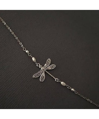 Vintage Silver Dragonfly Anklet With Pearl, Adjustable Dragonfly Ankle Link Chain Anklets Insect Jewelry Gifts Women Girls $7...