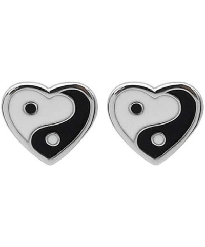 Yin Yang Stud Earrings Sterling Silver 925 Minimalist Love Heart Black and White Enamel Statement Earring Studs Piercing Hypo...