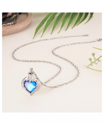 Cremation Jewelry for Ashes Crystal Heart Birthstone Urn Necklace for Ashes Memorial Ash Necklace for Women Ash Holder Silver...