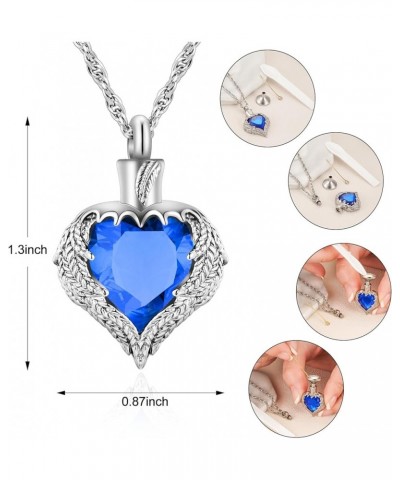 Cremation Jewelry for Ashes Crystal Heart Birthstone Urn Necklace for Ashes Memorial Ash Necklace for Women Ash Holder Silver...