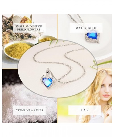 Cremation Jewelry for Ashes Crystal Heart Birthstone Urn Necklace for Ashes Memorial Ash Necklace for Women Ash Holder Silver...