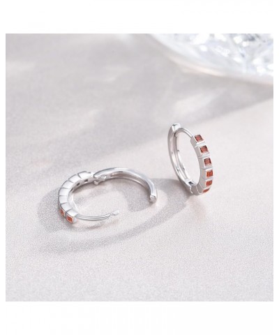 Hoop Earrings for Women Cubic Zirconia Hoop Earrings 925 Sterling Sliver Birthstone Huggie Small CZ Hoop Earrings Baguette Ea...