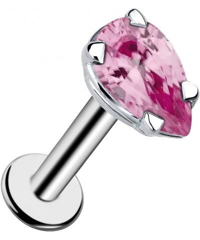 Pink Tourmaline Pear Shaped Flat Back Earring 14K White Gold | 18G | 1/4" (6mm) $89.90 Body Jewelry