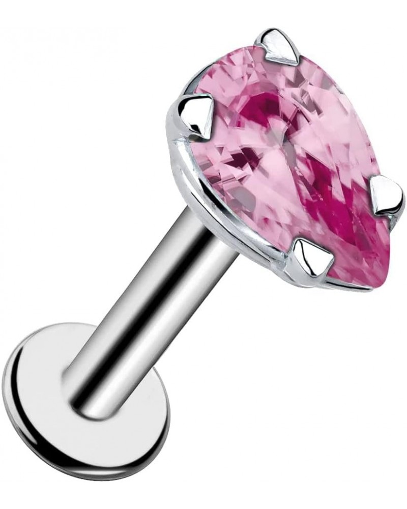 Pink Tourmaline Pear Shaped Flat Back Earring 14K White Gold | 18G | 1/4" (6mm) $89.90 Body Jewelry