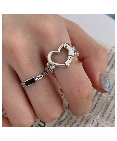 2Pcs Silver Vintage Rings Cute Stackable Rings for Women Teen Girls Love Heart Fashion Charm Finger Rings Gifts for Her $7.08...