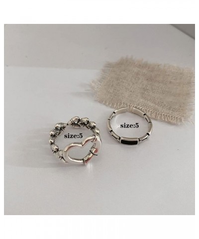 2Pcs Silver Vintage Rings Cute Stackable Rings for Women Teen Girls Love Heart Fashion Charm Finger Rings Gifts for Her $7.08...