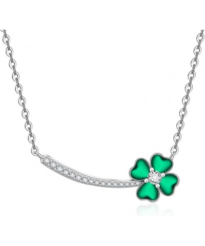 Sterling Silver Shamrock Turtle Cardinal Hummingbird Flamingo Ballet Necklace for Women Shamrock-B $20.39 Necklaces