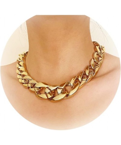 Gold Chunky Necklace Cuban Link Chain Punk Style Hip-hop Choker Thick Chain Collar Necklace Jewelry for Women $7.00 Necklaces