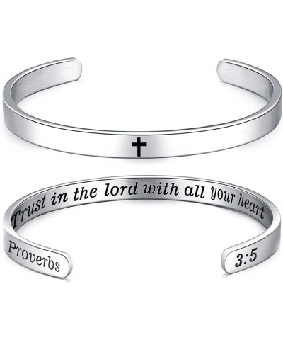 Inspirational Cuff Bracelet Bangle for Women Christian Bible Verse Bracelet Prayer Faith Religious Stainless Steel Bangle Gif...