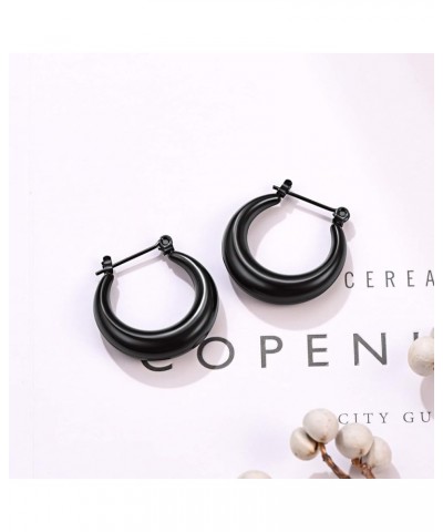 Stainless Steel Thick Hoop Earrings Howllow, Black/18K Real Gold Plated Trendy Hoops for Women, Hypoallergenic Earrings, Come...