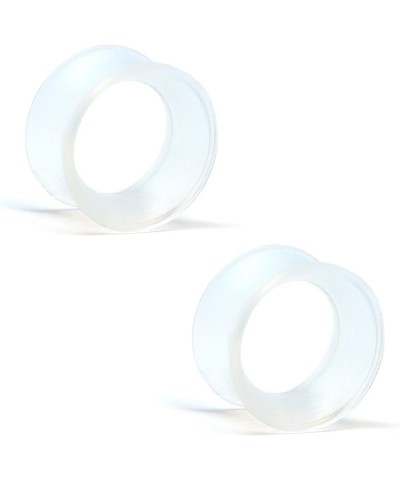 KAOS BRAND: Pair of Clear Silicone Double Flared Skin Eyelets 5/8", 5/16" Wearable Length $15.93 Body Jewelry