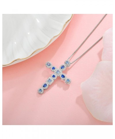 Cross Necklace for Women 925 Sterling Silver Birthstone Cubic Zirconia Cross Pendant Necklace Dainty jewelry Valentines Day B...