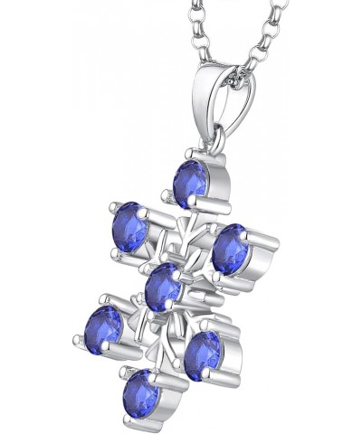 925 Sterling Silver White/Blue CZ Winter Frozen Large Snowflake Necklace Pendant B1 sapphire $26.65 Necklaces