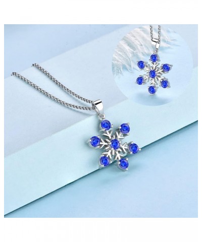 925 Sterling Silver White/Blue CZ Winter Frozen Large Snowflake Necklace Pendant B1 sapphire $26.65 Necklaces