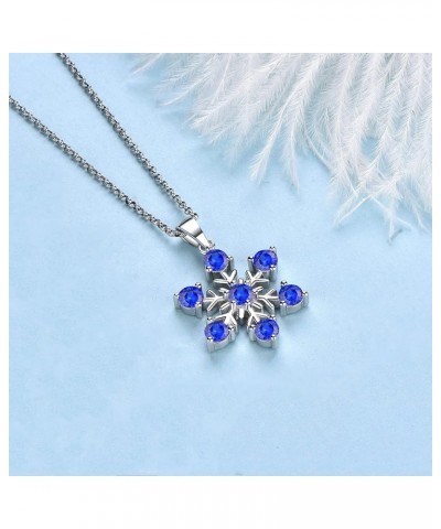 925 Sterling Silver White/Blue CZ Winter Frozen Large Snowflake Necklace Pendant B1 sapphire $26.65 Necklaces