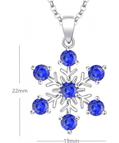 925 Sterling Silver White/Blue CZ Winter Frozen Large Snowflake Necklace Pendant B1 sapphire $26.65 Necklaces