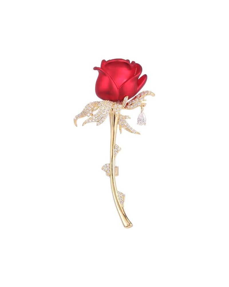 Floral Brooch Pin 18K Gold Plated Flower Decorative Garment Dress Jewelry for Women Cocktail Party Accessory Brooches Pin Ros...