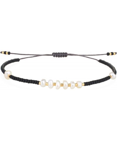 Women Pearls Bracelets Handmade Miyuki Beaded Strand Bracelets Charm Friendship Bracelets Black 22C $9.50 Bracelets