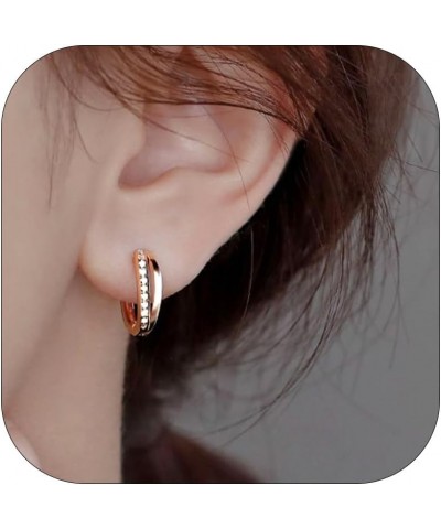 Small Gold Earrings for Women Trendy Double Hoop Earrings Huggie Hoop Earrings Claw Earrrings for Girls Double Twist Earrings...