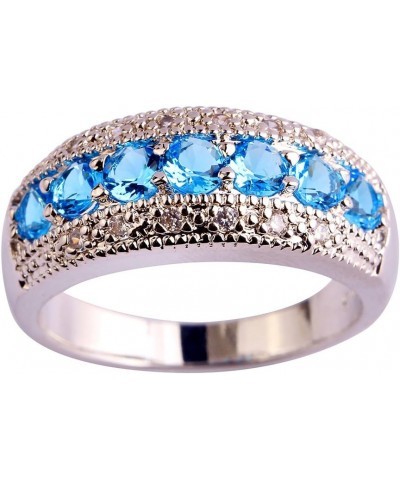 925 Sterling Silver Created Pink Topaz Filled Half Eternity Band Ring Light Blue $4.31 Rings