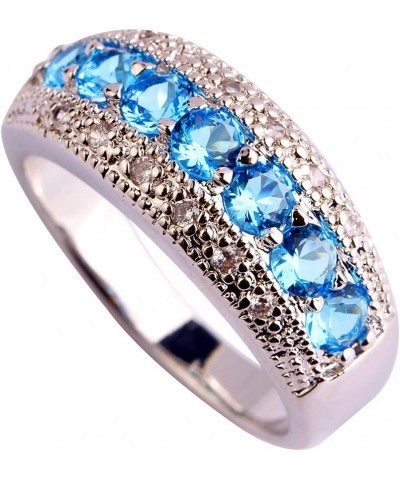 925 Sterling Silver Created Pink Topaz Filled Half Eternity Band Ring Light Blue $4.31 Rings