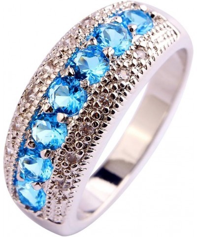 925 Sterling Silver Created Pink Topaz Filled Half Eternity Band Ring Light Blue $4.31 Rings