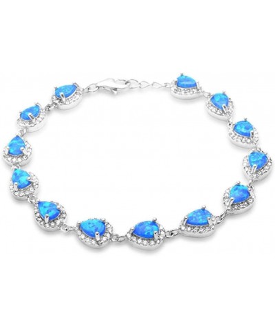 Sterling Silver Pear Shape Lab Created Blue Opal & Cubic Zirconia Bracelet $42.64 Bracelets