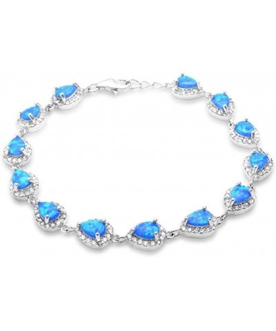 Sterling Silver Pear Shape Lab Created Blue Opal & Cubic Zirconia Bracelet $42.64 Bracelets