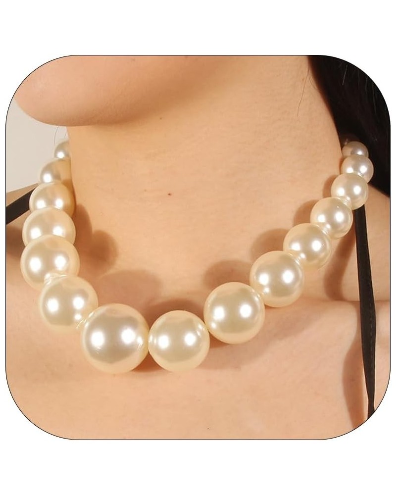 Pearl Necklaces for Women Chunky Pearl Necklaces Big Pearl Necklaces Exaggerated Large Pearl Necklaces Statement Necklace Wed...