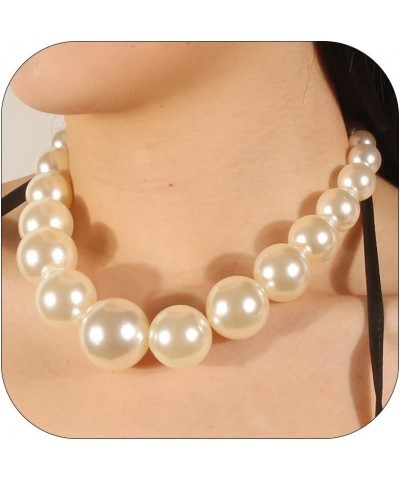 Pearl Necklaces for Women Chunky Pearl Necklaces Big Pearl Necklaces Exaggerated Large Pearl Necklaces Statement Necklace Wed...