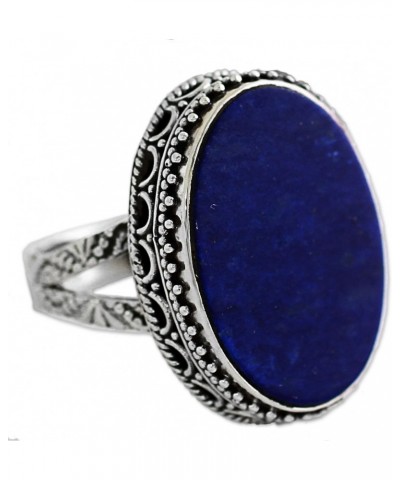 Artisan Handmade Lapis Lazuli Cocktail Ring Blue Oval India .925 Sterling Silver Riverside Birthstone 'Pool of Memories' $28....