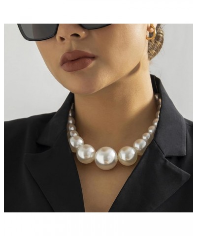 Pearl Necklaces for Women Chunky Pearl Necklaces Big Pearl Necklaces Exaggerated Large Pearl Necklaces Statement Necklace Wed...