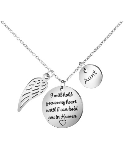 Memorial Gifts Sympathy Necklace for Loss of Dad Mom Husband Remembrance Jewelry Angel Wings Silver Stainless Steel Pendant A...