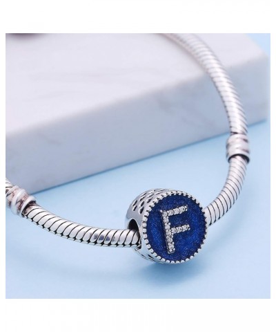 Solid 925 Sterling Silver Letter Beads Complete A~Z Gift Options Alphabet Charm Fit Pandora European Bracelets Letter F $10.8...